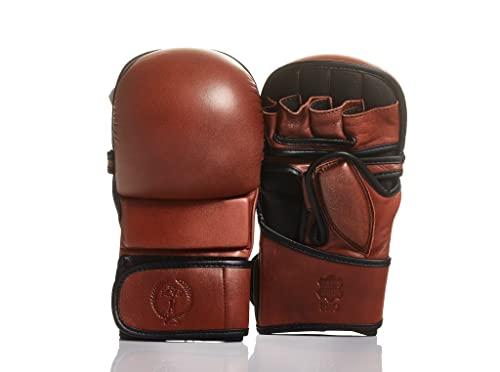 Modest Vintage Player PRO Heritage Brown Leather Hybrid MMA Gloves (Small/Medium)