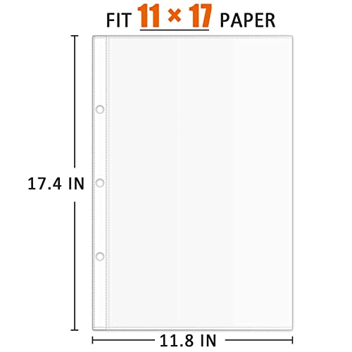 Page Protector for 11x17 Paper, 50 Pack, Tabloid Size Sheet Protectors, 11x17 Binder Sleeves - Thumbnail 3