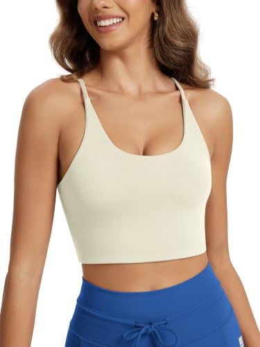 Image of ODODOS Halter Sports Bra for Women Non Padded Strappy Cropped Tops Workout Yoga Crop