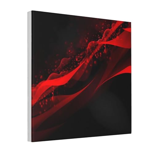 Œuvre d'art moderne sur toile premium - Cadre noir et rouge de salon 40cm