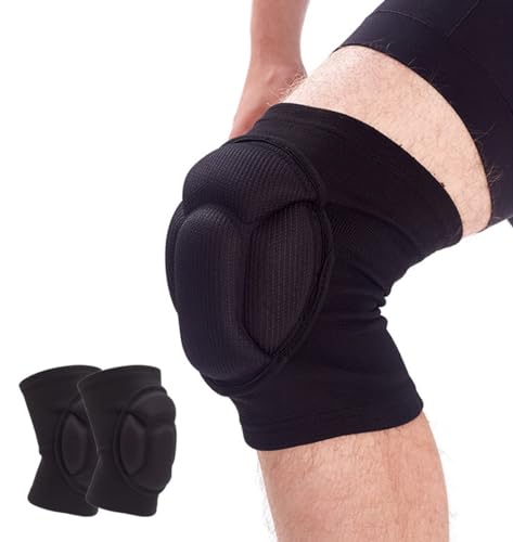 Zipron Adult Knee Pads for Gardening, Anti-Slip Collision Avoidance Kneepads with Thick EVA Foam, for House Cleaning, Construction Work, Volleyball, Football Dance Knee Sleeve, 1 Pair (Black)