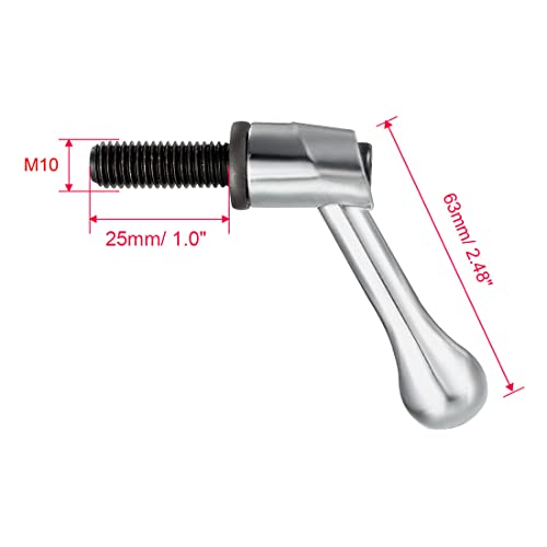 Image of uxcell M10 x 25mm Handle Adjustable Clamping Lever Thread Push Button Ratchet Male Threaded Stud Knobs Locking Rotating Screw Handles Quick Release Bolt Silver Tone 2pcs (Pack of 2)