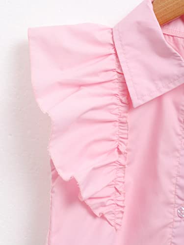 Soly Hux Toddler Girls Blouses Cute Summer Crop Tops Ruffle Tie Knot Sleeveless Shirts Baby Pink 110 #TOP3