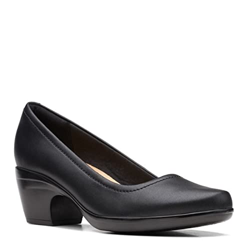 Clarks Women's, Emily Belle Pump Black Leather #TOP22