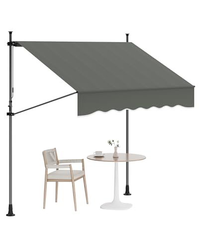 GarveeLife Manual Retractable Awning, 118 in Patio Awning Exterior Outdoor Sunshade Shelter