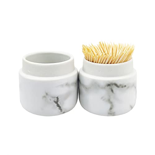 Massjoy Nordic Creative Toothpick Holder Toothpick Box, Ceramic Home Living Room Cotton Swab Storage Tank, Marbled Toothpick Bucket. #TOP4
