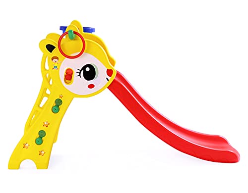 Image of FLIPZON 3-in-1 Rabbit Foldable Slider with Basketball Hoop and Ring Hoopla /for Boys and Girls /Toys for Home /Indoor or Outdoor /Age Group:1-3 Years (Plastic) (Multicolor)