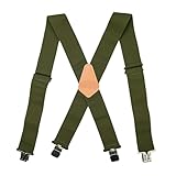 HUWOYG 2 Stück Herren-Hosenträger, vollelastisch, 5,1 cm breit, X-Rücken, strapazierfähige Arbeits-Hosenträger, Werkzeuggürtel-Hosenträger, Mann-Hosenträger Für Männer(Green)