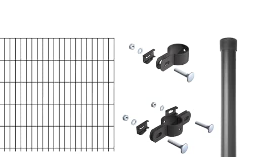 Alberts 632847 Einstab-Gittermatten-Set | Garden Typ 8/6/4 | verschiedene Längen und Höhen | anthrazit | 2000 x 750 mm | Zaunlänge: 10 m