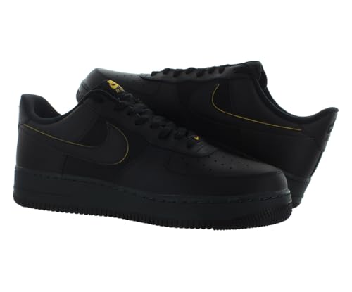 Image of Nike Air Force 1 '07 Leather Unisex Shoes Size 12, Color: Core Black /University Gold /Black