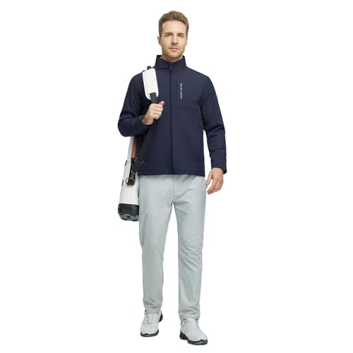 Rouen Mens Golf Raincoat Jacket Zipper Pockets Lightweight Softshell Hooded Water-resistant Spring Fall Outdoor Windbreaker4