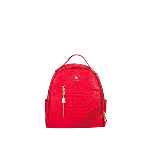Image of Tote&Carry Apollo BFF Backpack for Women, Vegan Leather, Water-Resistant, Carry-On Luggage for Travel, Work & Daily Use (Alligator Skin, Black)