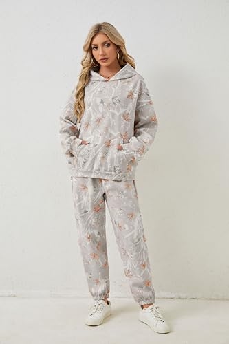 Camo Sweat Sets for Women Maple Leaf Print Camo Hoodie Pants Womens Sweatsuits Camouflage Lounge Sets Outfits 6