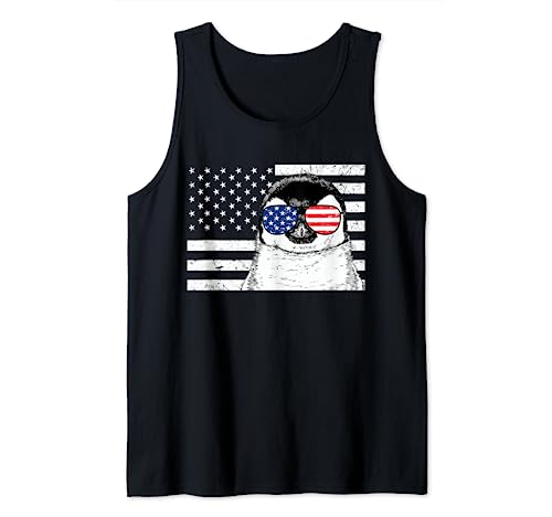 Penguin 4th of July Animal US American Flag Patriotic Tank Top