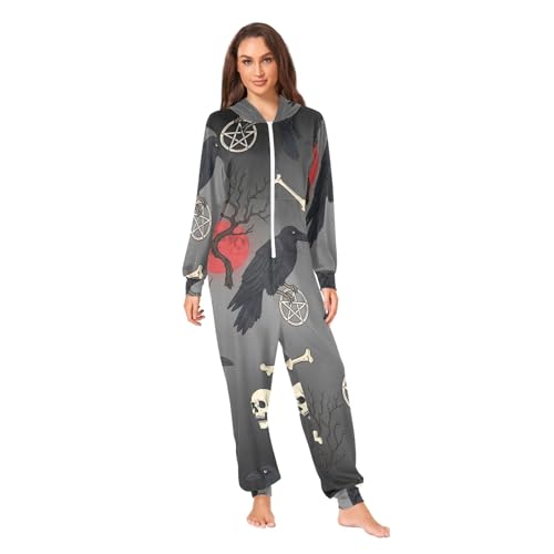 Combinaison pyjama crânes en peluche douce pour des soirées cocooning et frissons