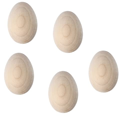 HOLZ-EIER SET 5 STÜCK 60mm x 44mm GROSSE, WEITERSCHREIBEN