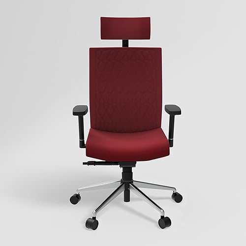 Image of Interio by Godrej Prime High Back Ergonomic Premium Cushioned Office /Study /Revolving Chair, 1 Year Warranty, Height Adjustable Chair with Adjustable Armrest, Steel Base (Milan Red)