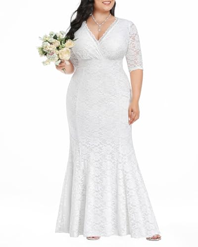 Pinup Fashion Plus Size Wedding Dress Bride White Women Lace Bridal Shower Elegant Simple Mermaid Wrap Long Formal Prom Gowns 2025 thumb #1