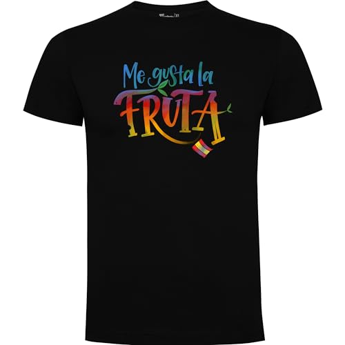QCM PRODUTOS PERSONALIZADOS Camiseta Me Gusta la Fruta | Hombre | 100% algodón (XL, Negro)