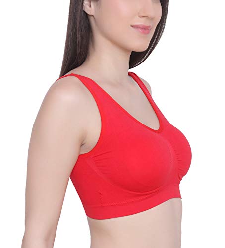 Image of GLAMORAS Women Nylon Elastane Lightly Padded Non Wired U Back Sports Bra | Seamless Stretchy Low Impact Yoga Workout Bra with Removable Pads - Size- Small to 4XL