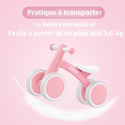 SEREED Draisienne Bebe 1 an, Jouet Enfant pour Bébé 12-24 Mois, Premier vélo à 4 Roues pour Garçons et Filles, Cadeau de Premier Anniversaire Noel pour Tout-Petit – vue 3