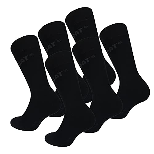 Caterpillar Comfort Socks 6 Paires de chaussettes de ville super confortable avec demi-bouclette, coton d'excellente qualité (Noir, 39-42)