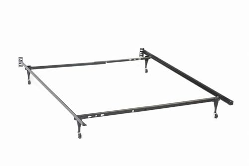 Coaster Home Furnishings - Kerns - Metal Bed Frame with Rolling Wheels, Contemporary Style, Adjustable Design and 2-Inch Center Support - Bedroom - Twin or Full Size - Black - 9601TF