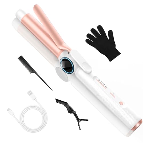 Cordless Curling Iron 4 Temps Setting 9000 mAhUSB Rechargeable Cordless Hair Curlers 280F-400F Travel Cordless Curling Wand Wireless Ceramic Hair Styling Tools Hot Rollers Hair Curlers