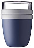 Mepal - Fiambrera Ellipse - Práctico Vaso para Yogur y Muesli - Compartimentos separados para Porta Alimentos - Apto para Congelador, Microondas y Lavavajillas - 500 ml + 200 ml - Nordic Denim
