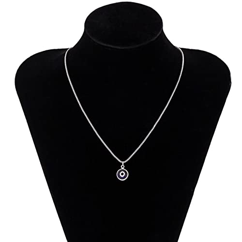 Inateannal Collier mauvais œil pour femmes boîte en argent chaîne collier tour de cou bleu diable œil pendentif collier chaîne turc porte-bonheur déclaration collier bijoux – vue 4