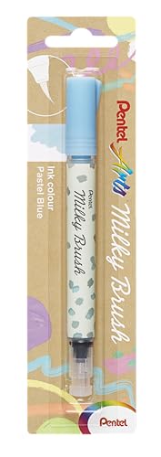 Stylo pinceau Pentel Milky Brush bleu pastel encre liquide séchage mat