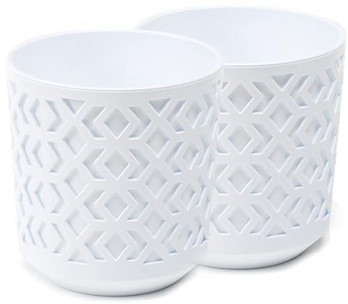 Peczeko Macetas Mate Macetas Decorativas Hierbas Macetas Redondas De Plástico Duraderas Y Ligeras Para Salón, Comedor, Cocina, Terraza, Balcón Juego De 2 Piezas Blanco Blanco, Diámetro 14 Cm Peczeko Macetas Mate Macetas Decorativas Hierbas Macetas Redondas De Plástico Duraderas Y Ligeras Para Salón, Comedor, Cocina, Terraza, Balcón Juego De 2 Piezas Blanco Blanco, Diámetro 14 Cm