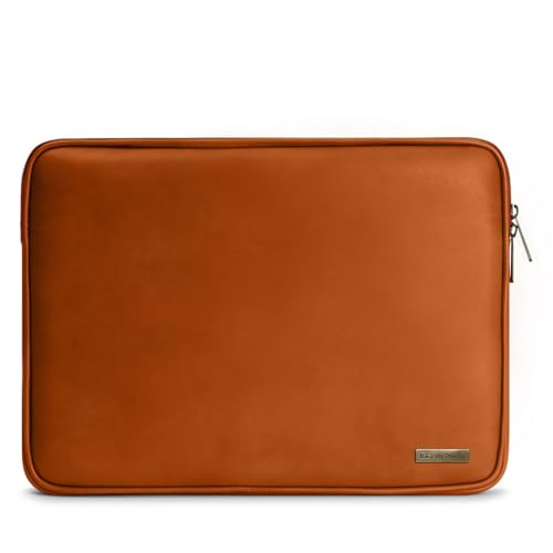 Image of DailyObjects Zippered Sleeve for MacBook & Laptop 13 Inch | Solid Tan PU Leather Sleeves with Inner Lining | Durable Stylish Light Weight Sleek Design with Zip Closure