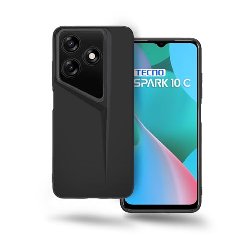 Image of Amazon Brand - Solimo Ultra-Thin Blade Runner Series Matte Finished Camera Protection Soft Back Cover for Tecno Spark 10 | Tecno Spark 10C - Black