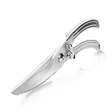 Enhanced Heavy-Duty Stainless Steel Kitchen Shears - Versatile & Ultra-Sharp Poultry Shears for Meat, Fish, and Vegetables, Featuring Anti-Slip Handles and Safety Lock. Dishwasher Safe