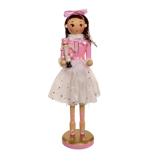 Kurt Adler Ballerina Nussknacker, 30,5 cm, Pink Clara mit brünettem...