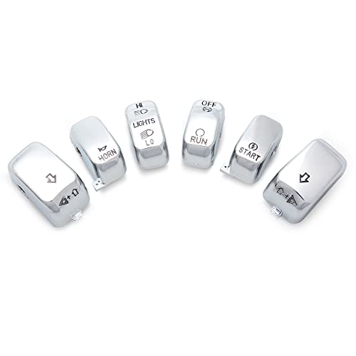 Hand Control Chrome Switch Caps Kit for Harley Sportster XL Dyna Softail Road King 1996-2013