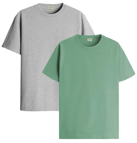 Image of ADRO Men's Cotton Regular Fit Combo Plain Solid T-Shirt Pack of 2