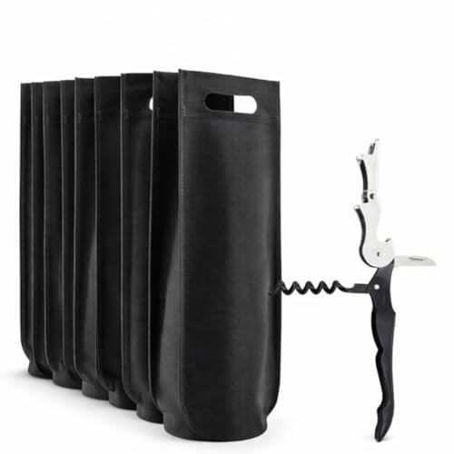 VYNOR 10 Bolsas para Botellas de Vino con Sacacorchos – Bolsas Vino Regalo Non Woven 80 g/m² con Fuelle Redondo – Bolsa Botella Vino para Regalo, Champagne y Cava (16×40×10 cm) (Negro) VYNOR 10 Bolsas para Botellas de Vino con Sacacorchos – Bolsas Vino Regalo Non Woven 80 g/m² con Fuelle Redondo – Bolsa Botella Vino para Regalo, Champagne y Cava (16×40×10 cm) (Negro)