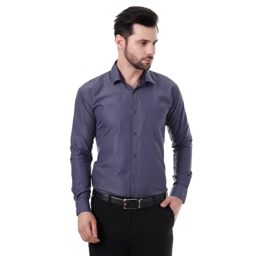 Image of XJARVIS Austin Men's Combed Cotton Shirt | Solid Plain Formal & Casual Shirt for Men | Regular Fit | Spread Collar | Full Sleeve | Office Wear Shirt with Pocket