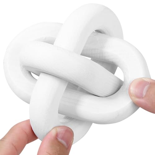 Wood Knot Chain Link Decor 3 Link Boho Wood Knot Decor White/Black Wood Knot Art Decorative Wooden Links Knots Rustic Wood Chain Link Decor for Living Room Bedroom Office Farmhouse Decorations (White)