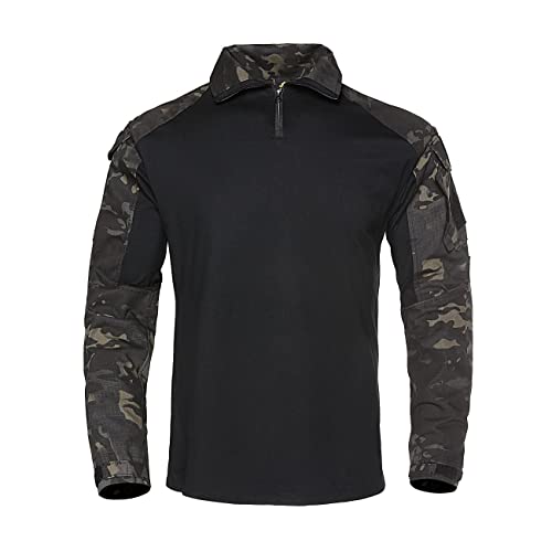 INNWEK Men's G3 Multicam Tactical Shirt Military Camo Outdoor Airsoft Combat Hunting Shirt with Pockets, Multicam-black, Large - Image 3