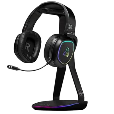 The G-Lab - K-Stand Hydrogen - Soporte Cascos Gaming – RGB 7 Colores Botón ON/OFF 2 x Hub USB + USB-C Base Antideslizante – Soporte Universal para Auriculares Gaming PC/PS5/PS4/Xbox – Negro - Nuevo
