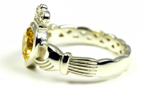 Image of Choose Your Color Natural Gemstone Irish Claddagh Silver Ring Friendship Love 55 Carat Brand Size 5 to 12