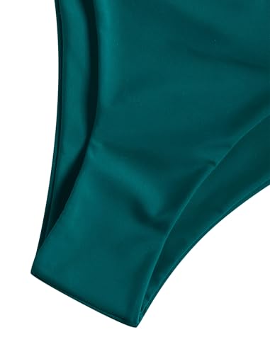 Image of ZAFUL Women's High Cut Bandeau Bikini Set Strapless Solid Color 2 Pieces Bathing Suit Swimsuit