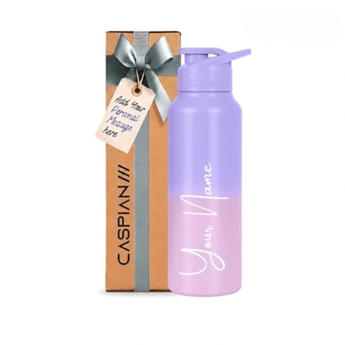 Image of Caspian Hike Customised Stainless Steel Water Bottle 750ml, Bubblegum with Logo Print - Personalised Water Bottle with Your Name Print for Kids Teens School Office Gym- Perfect for Corporate Gifting