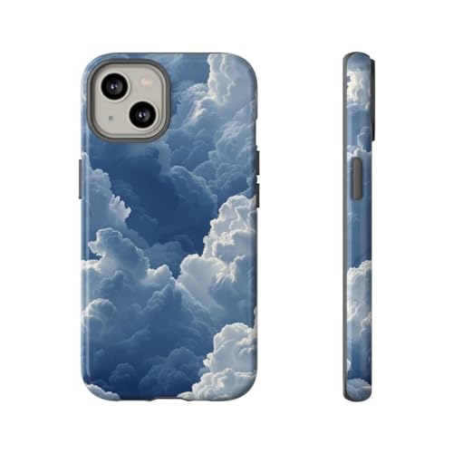 Coque iPhone 14 motif nuage bleu protection rigide brillante tendance