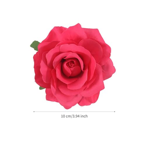 Image of 3.9 Inches Red Rose Hair Clip Flower Brooches for Women | Elegant Red Flower Rose Brooch Pins for Women Fashion | Charming Floral Lapel Pins & Flowers Brooch Pin Must Have in Dress Accessories
