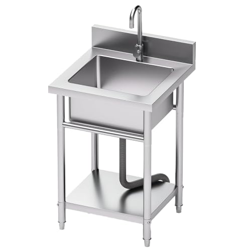 Image of 20 inch Stainless Steel Utility Sink,Hot and Cold Water Mixer Tap With 360 Rotation,Suitable For Kitchens, Bathrooms, Farmhouses, Outdoor areas, and other Locations Where Water is Needed.