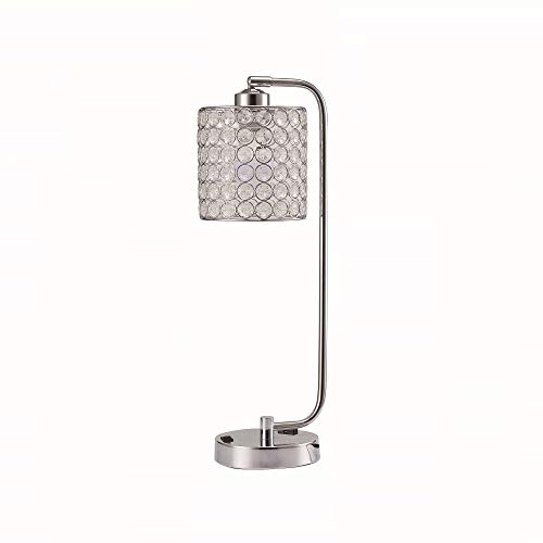 Lámpara de Mesa 21.5" con Puerto USB y Diseño de Cristal